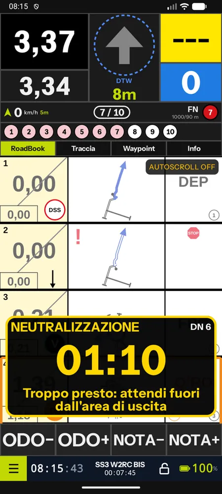 L'avviso giallo Troppo presto: attendi fuori dall'area di uscita